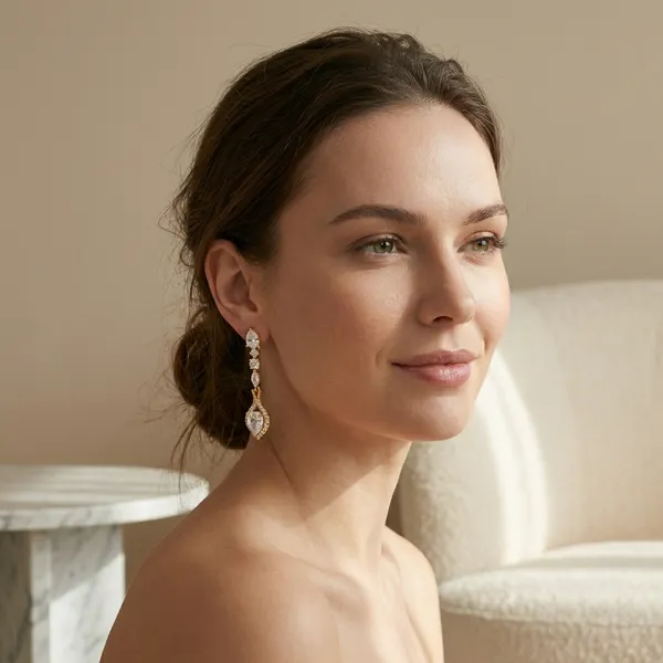 Gold_Pearcut_Zircon_Long_Drop_Ears_Anti_Tarnish_Earring_For_Women