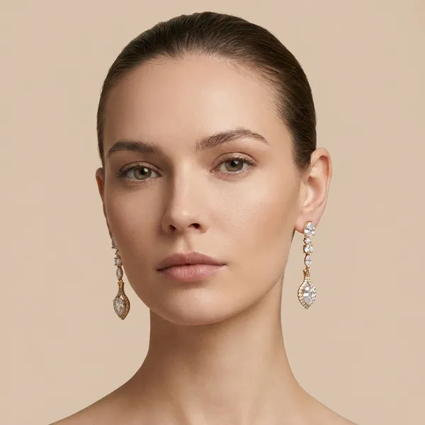 Gold_Pearcut_Zircon_Long_Drop_Ears_Anti_Tarnish_Earring_For_Women