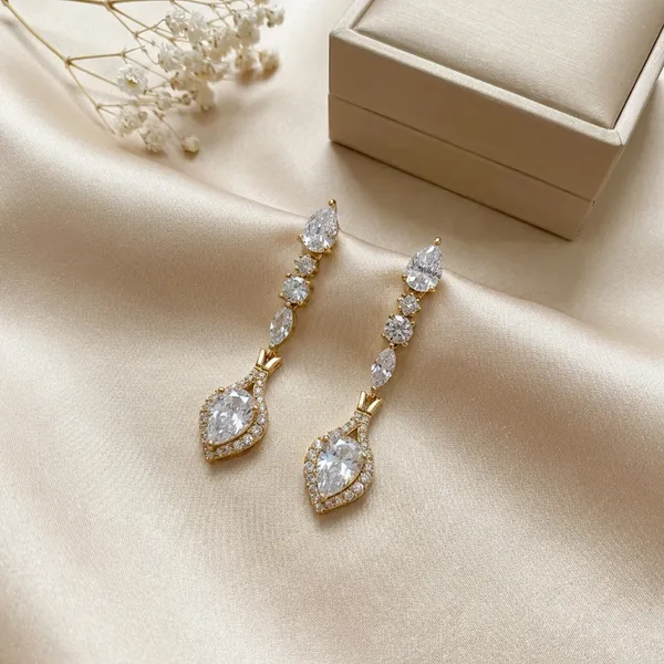 Gold_Pearcut_Zircon_Long_Drop_Ears_Anti_Tarnish_Earring_For_Women