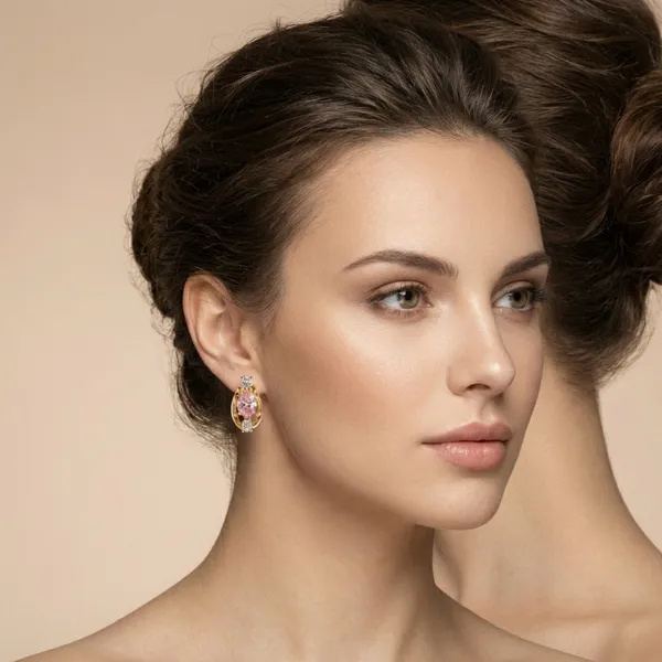 Pink_Oval_Stone_Gold_Ears_Anti_Tarnish_Earring_For_Women
