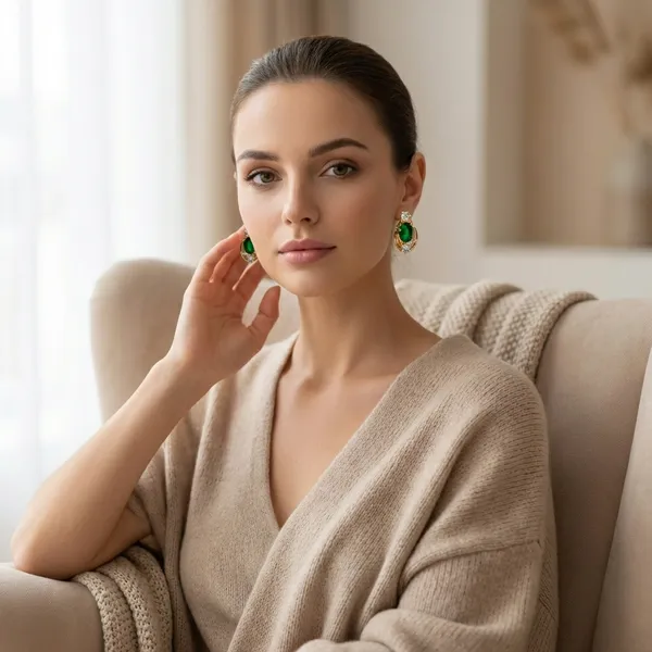 Green_Emerald_Oval_Stone_Gold_Ears_Anti_Tarnish_Earring_For_Women