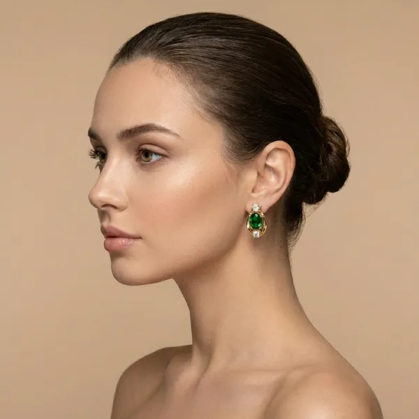 Green_Emerald_Oval_Stone_Gold_Ears_Anti_Tarnish_Earring_For_Women