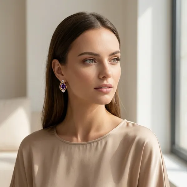 Purple_Oval_Stone_Gold_Ears_Anti_Tarnish_Earring_For_Women