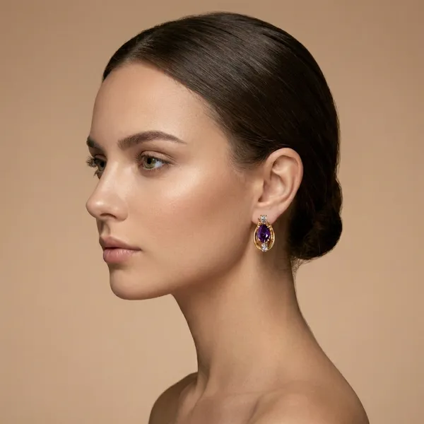 Purple_Oval_Stone_Gold_Ears_Anti_Tarnish_Earring_For_Women
