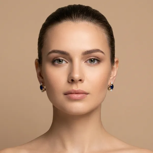 Blue_Oval_Stone_Gold_Ears_Anti_Tarnish_Earring_For_Women