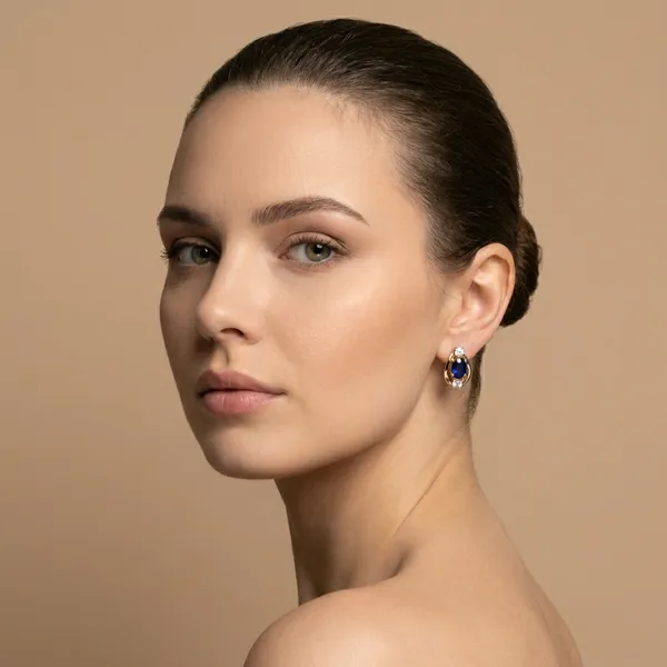 Blue_Oval_Stone_Gold_Ears_Anti_Tarnish_Earring_For_Women