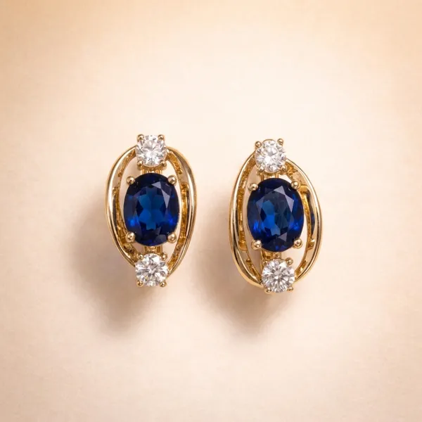 Blue_Oval_Stone_Gold_Ears_Anti_Tarnish_Earring_For_Women