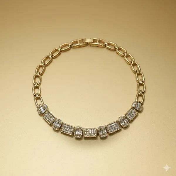 Gold_And_Silver_Geometric_Pave_Anti_Tarnish_Bracelet_For_Women