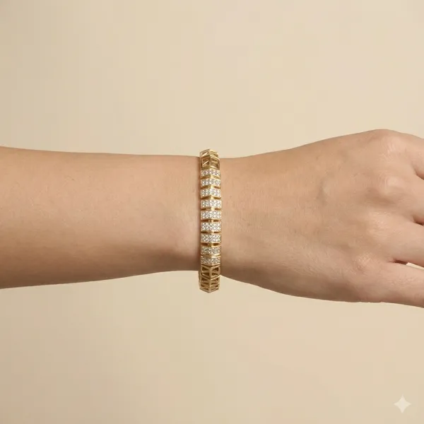 Gold_And_Silver_Geometric_Pave_Chain_Anti_Tarnish_Bracelet_For_Women