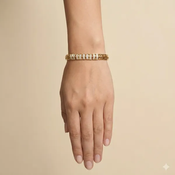 Gold_And_Silver_Geometric_Pave_Chain_Anti_Tarnish_Bracelet_For_Women