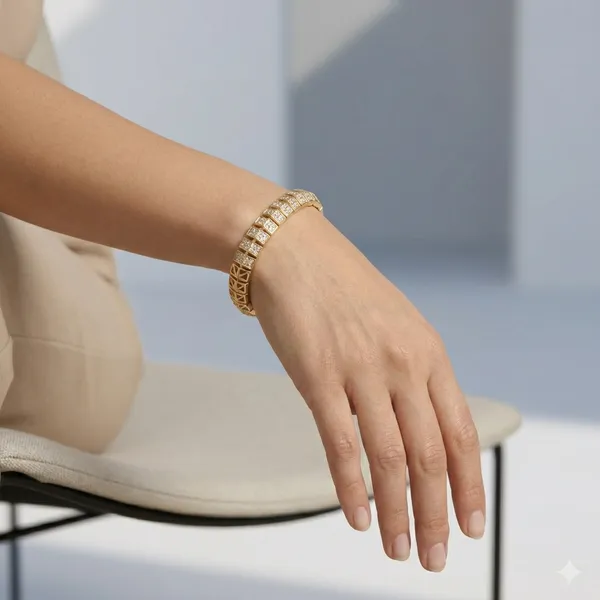 Gold_And_Silver_Geometric_Pave_Chain_Anti_Tarnish_Bracelet_For_Women