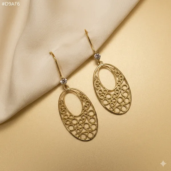Gold_Filigree_Oval_Drop_Ears_Anti_Tarnish_Earring_For_Women