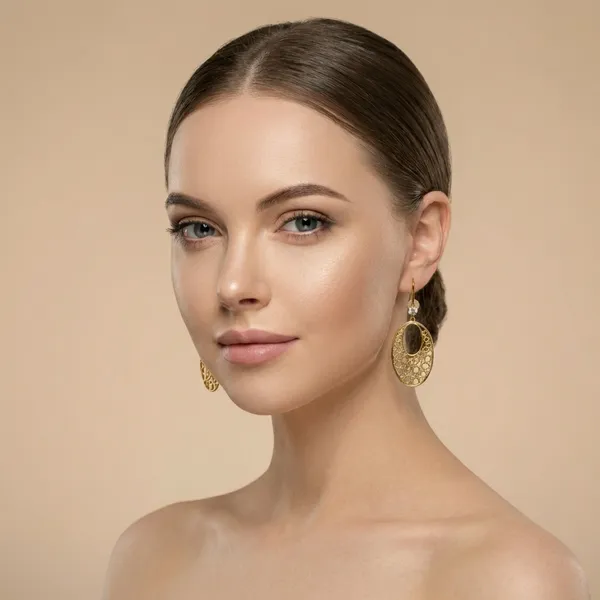 Gold_Filigree_Oval_Drop_Ears_Anti_Tarnish_Earring_For_Women