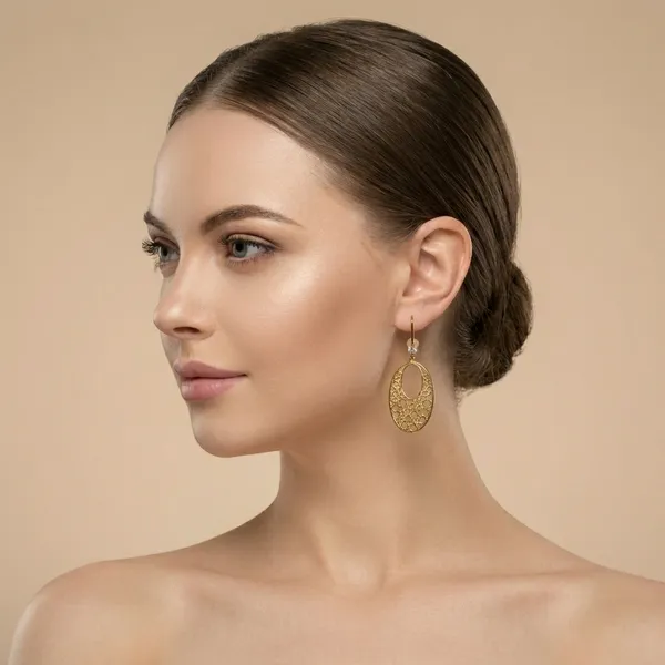 Gold_Filigree_Oval_Drop_Ears_Anti_Tarnish_Earring_For_Women