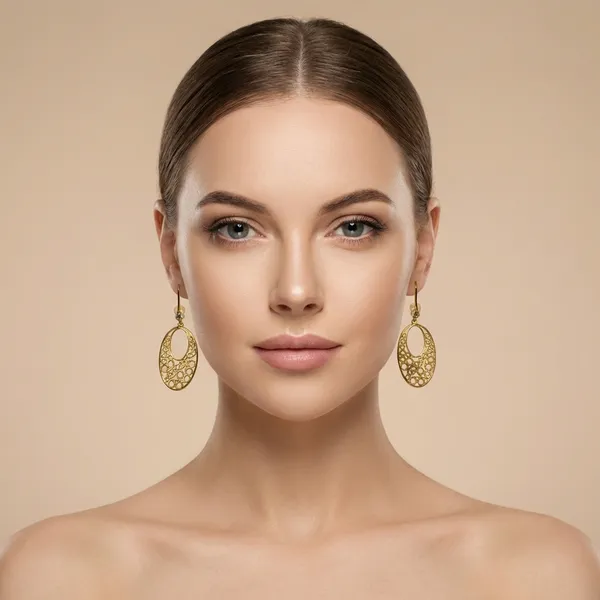 Gold_Filigree_Oval_Drop_Ears_Anti_Tarnish_Earring_For_Women