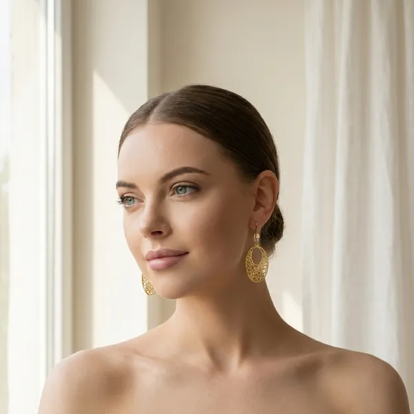 Gold_Filigree_Oval_Drop_Ears_Anti_Tarnish_Earring_For_Women