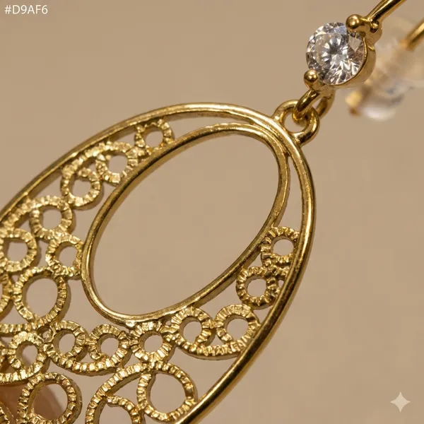 Gold_Filigree_Oval_Drop_Ears_Anti_Tarnish_Earring_For_Women