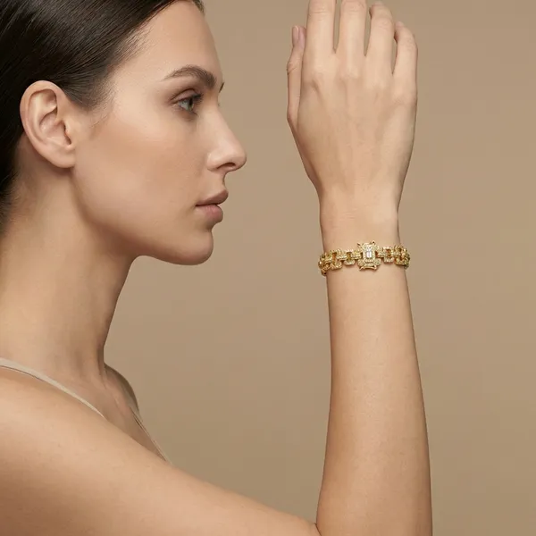 Gold_And_Silver_Geometric_Grid_Anti_Tarnish_Bracelet_For_Women