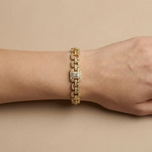 Gold_And_Silver_Geometric_Grid_Anti_Tarnish_Bracelet_For_Women