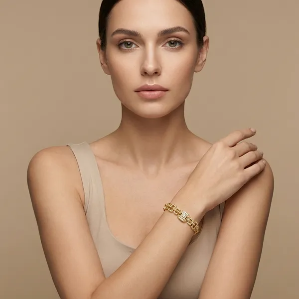 Gold_And_Silver_Geometric_Grid_Anti_Tarnish_Bracelet_For_Women