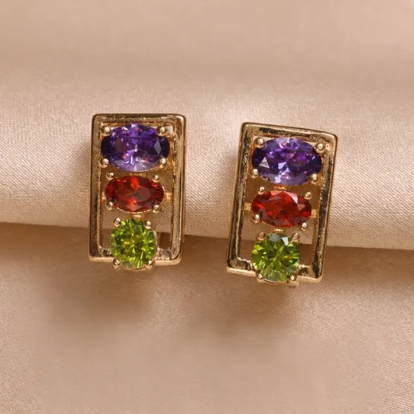 Multicolor_Dark_Rectangle_Stone_Ears_Anti_Tarnish_Earring_For_Women