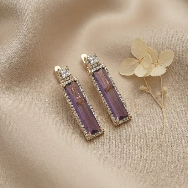 Purple_Baguette_Drop_Ears_Anti_Tarnish_Earring_For_Women