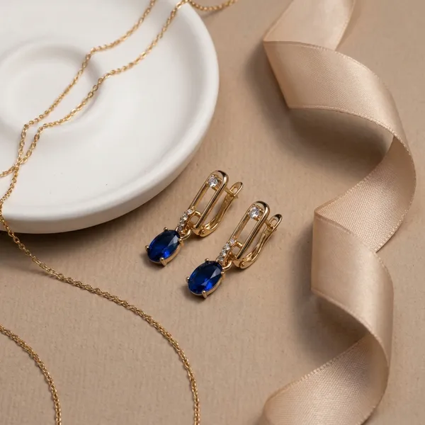 Blue_Oval_Drop_Ears_Anti_Tarnish_Earring_For_Women