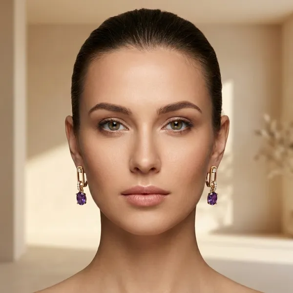 Purple_Oval_Drop_Ears_Anti_Tarnish_Earring_For_Women