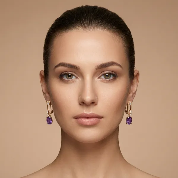 Purple_Oval_Drop_Ears_Anti_Tarnish_Earring_For_Women