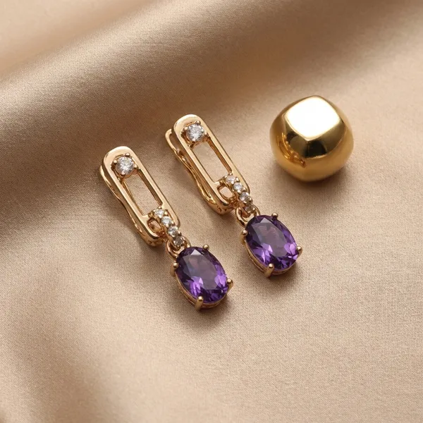Purple_Oval_Drop_Ears_Anti_Tarnish_Earring_For_Women