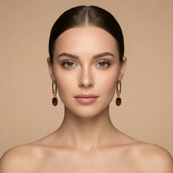 Red_Oval_Drop_Ears_Anti_Tarnish_Earring_For_Women