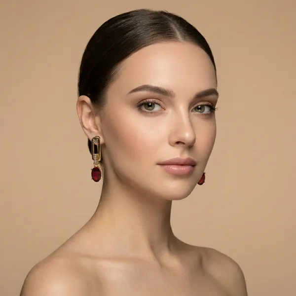 Red_Oval_Drop_Ears_Anti_Tarnish_Earring_For_Women