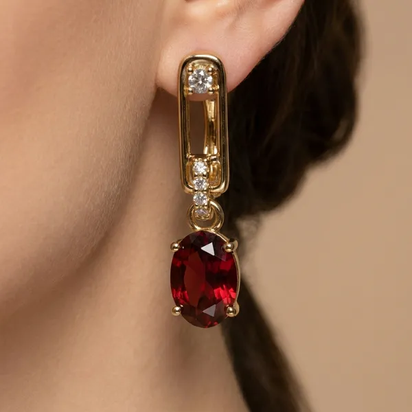 Red_Oval_Drop_Ears_Anti_Tarnish_Earring_For_Women