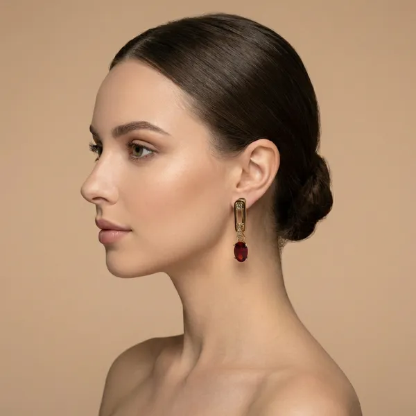 Red_Oval_Drop_Ears_Anti_Tarnish_Earring_For_Women