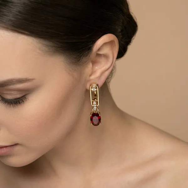 Red_Oval_Drop_Ears_Anti_Tarnish_Earring_For_Women