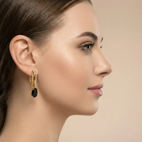 Black_Oval_Drop_Ears_Anti_Tarnish_Earring_For_Women