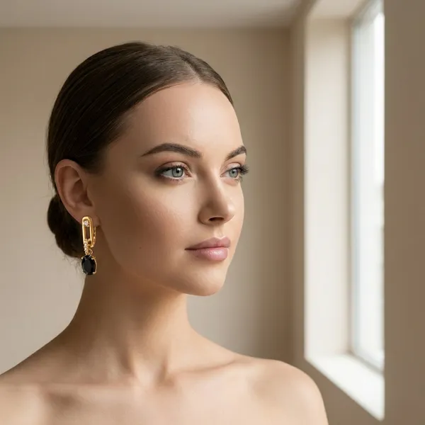 Black_Oval_Drop_Ears_Anti_Tarnish_Earring_For_Women