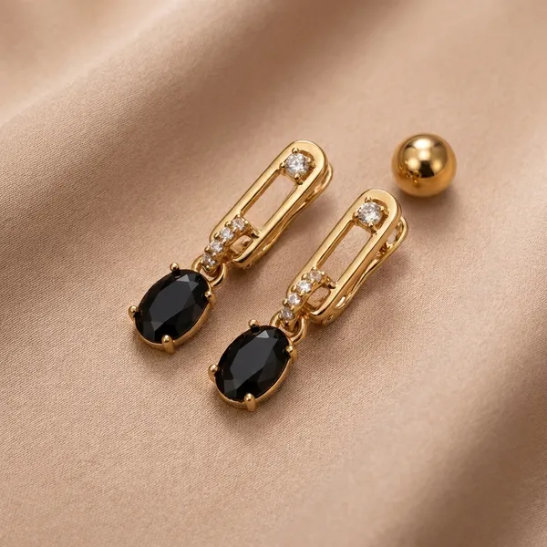 Black_Oval_Drop_Ears_Anti_Tarnish_Earring_For_Women