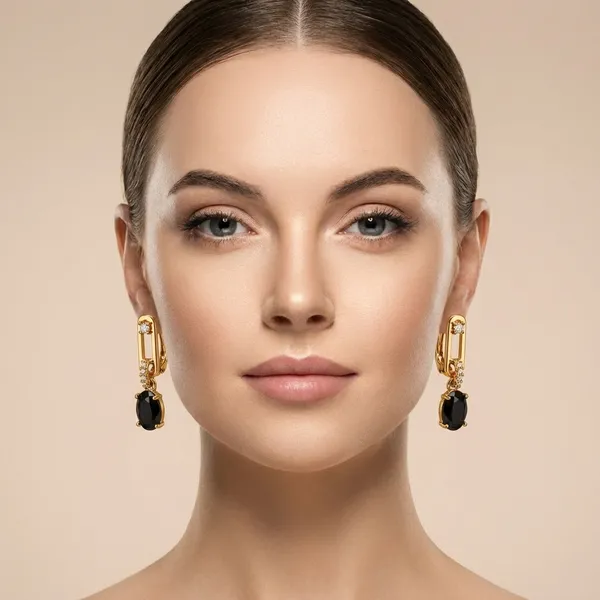 Black_Oval_Drop_Ears_Anti_Tarnish_Earring_For_Women