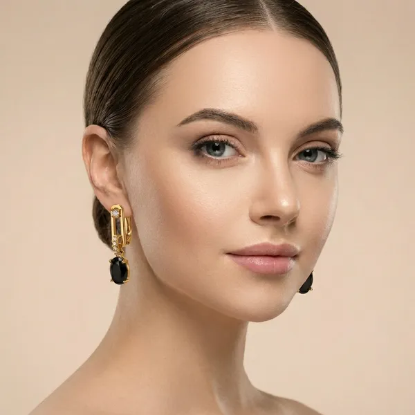 Black_Oval_Drop_Ears_Anti_Tarnish_Earring_For_Women