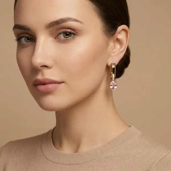 Pink_Oval_Drop_Ears_Anti_Tarnish_Earring_For_Women