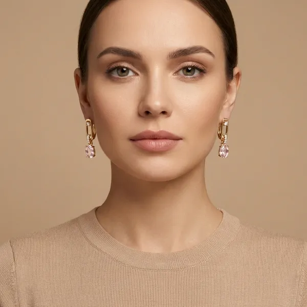 Pink_Oval_Drop_Ears_Anti_Tarnish_Earring_For_Women