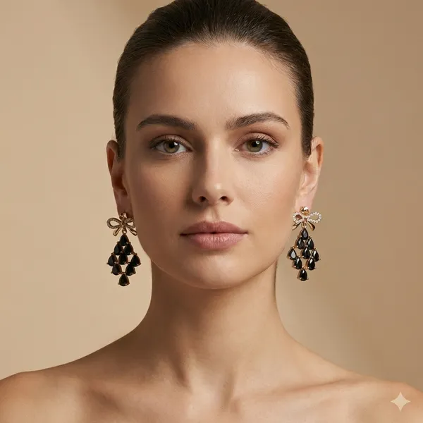 Black_Crystal_Bow_Cascade_Ears_Anti_Tarnish_Earring_For_Women