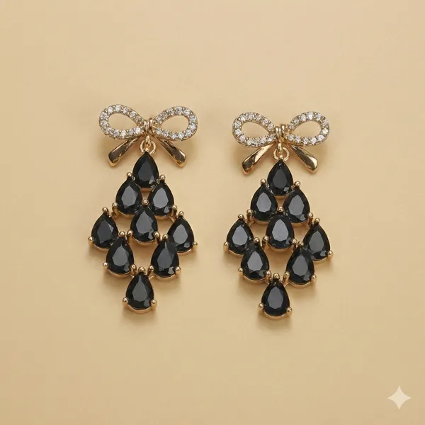 Black_Crystal_Bow_Cascade_Ears_Anti_Tarnish_Earring_For_Women