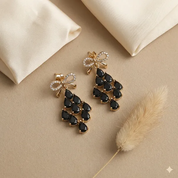 Black_Crystal_Bow_Cascade_Ears_Anti_Tarnish_Earring_For_Women