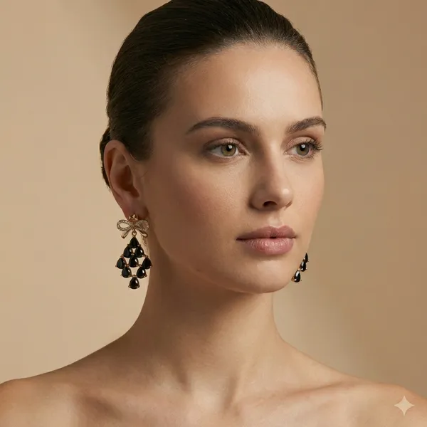 Black_Crystal_Bow_Cascade_Ears_Anti_Tarnish_Earring_For_Women
