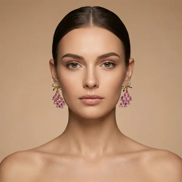 Pink_Crystal_Bow_Cascade_Ears_Anti_Tarnish_Earring_For_Women