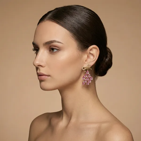 Pink_Crystal_Bow_Cascade_Ears_Anti_Tarnish_Earring_For_Women