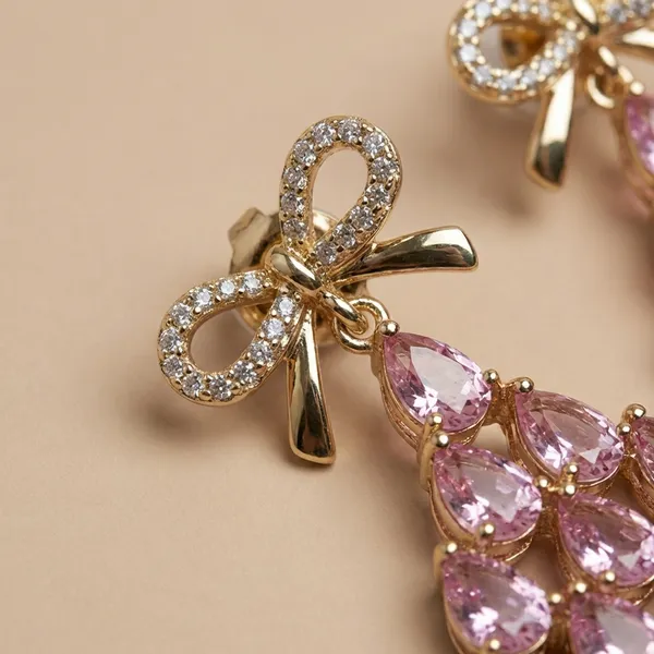 Pink_Crystal_Bow_Cascade_Ears_Anti_Tarnish_Earring_For_Women