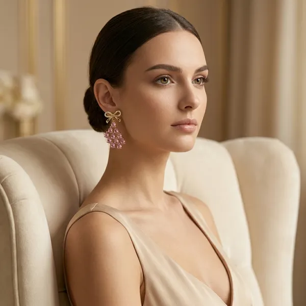 Pink_Crystal_Bow_Cascade_Ears_Anti_Tarnish_Earring_For_Women
